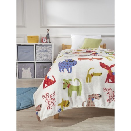 DOG plaid, size 150x200 cm, white color
