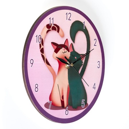 Wall clock, series: love, "cats", discrete move, D-23. cm-4