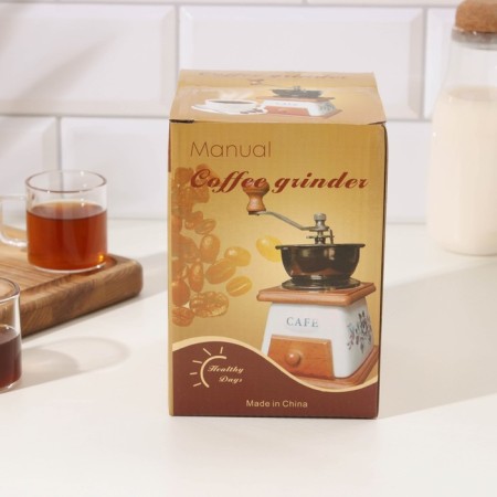 Manual coffee grinder "Coffee mesh", 10 × 10 × 18 cm, ceramic case-5