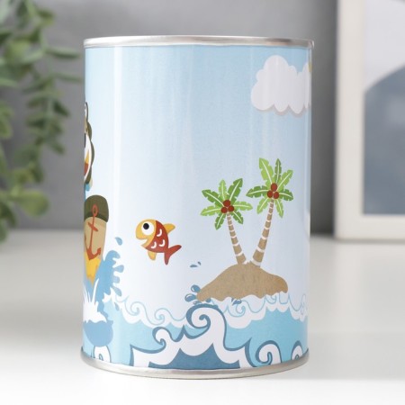 Piggy bank Metal Bank "Fun adventures" mix 7.5x7.5x10 cm-7