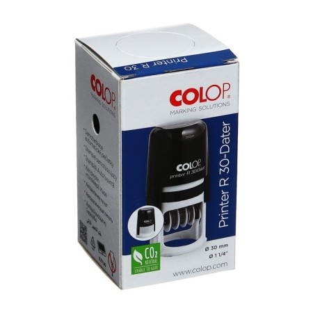 Equipment for round printing automatic Colop Printer R30, diameter 30 mm, with a lid, blue body-9