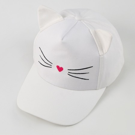Baby cap for a girl "cat", with ears, color white rr 52-54 5-7 years-4