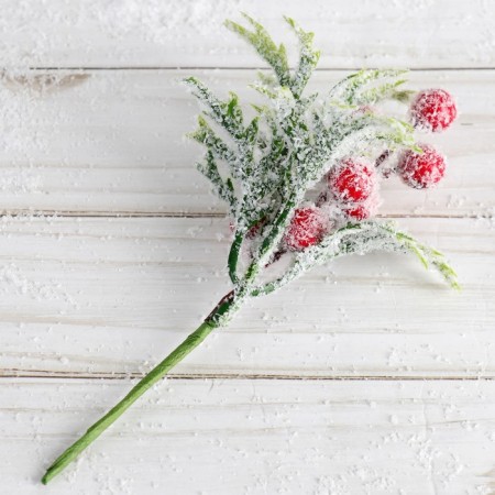 Decor "Winter charm" berries on a green branch, 14 cm-1