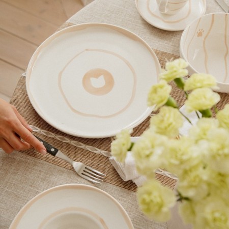 Porcelain dining plot Sl Home "Gato", D = 28 cm, white color-9
