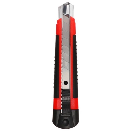 Chancellery knife 18mm, plastic, latch, rubberized, top-2