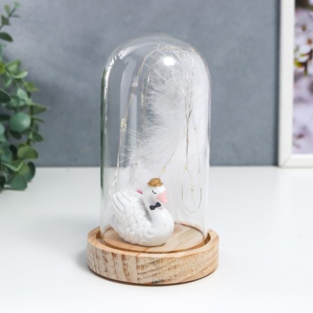 Souvenir Polystone "White Swan" Lumining flask 15.5x9.5x9.5 cm-3