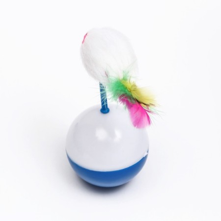 The mouse-worship of artificial fur on the ball, 11 x 5 cm blue/white-3