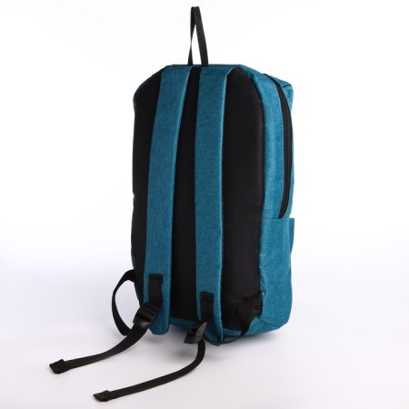 Young youth backpack with a zipper, waterproof, 3 outer pockets, turquoise color-3