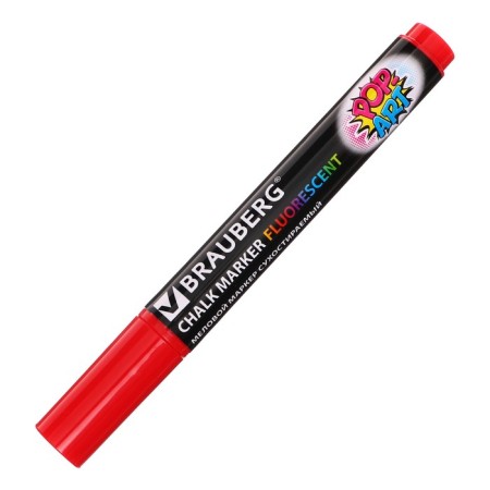 MARKER CHLOVA BRAUBERG "Pop-Art", 5mm, red. Fluor. Washed, for smooth surface 151529-1