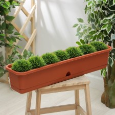 Balcony box with pallet, 80 cm, terracotta color
