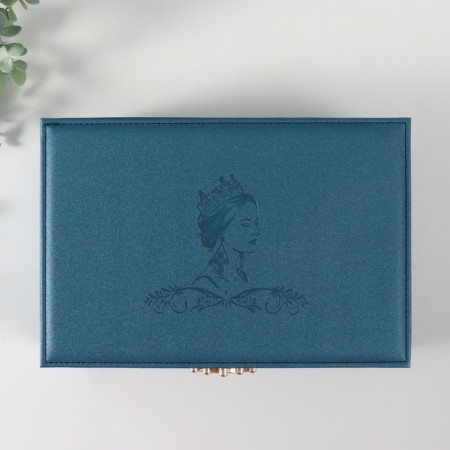 Casket to the leatherette for jewelry "Queen" blue 18x27x9 cm-3