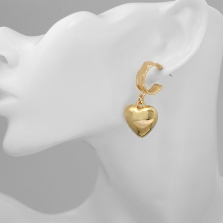 Earrings plastic "heart" voluminous, color gold-3