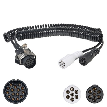 AIRLINE trailer cable, 24V, adapter with 15 contacts on type-n 7 and type-s 7 cont. 5.5m, cast 982803-2