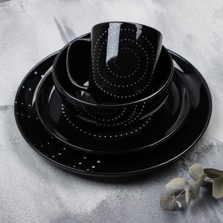 Ceramic "Ornament" plate, 27 cm, black color-7