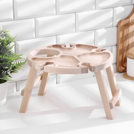 Table - tray with a menage and folding legs d = 30x2.8 cm, birch-1
