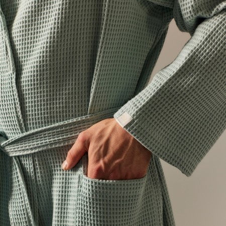 Wafel dressing gown male SL Home: Basic "Azzura", size L, 100% cotton, 300 g/m2-5