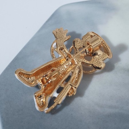 Brooch "Doctor" with a phonondoscope, white color in gold-1