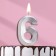 Candle in the Cake "Fine", number "6", silver metallic, 6.5 cm