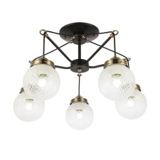 Ceiling EVOLUCE lamp. Sle110302-05. Stricce. 5x60 watts, E27, 59x59x36 cm, black color, bronze