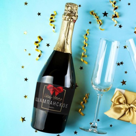 Stick on a bottle of "champagne New Year", size 12 x 8 cm.-1