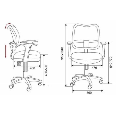 Armchair bureaucrat with armrests, black, back mesh, CH-797AXSN/26-28-5