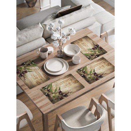 A set of napkins for setting the table "Vetsk Oliva", rectangular, rounded edges, size 30x46 cm, 4 pcs