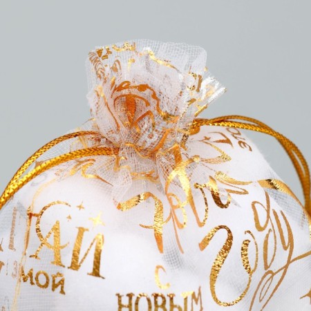 Bag gift organza "Happiness", 10 x 12 cm +/- 1.5 cm, New Year-2