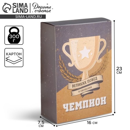 Gift folding box, packaging, “champion”, 16 x 23 x 7.5 cm