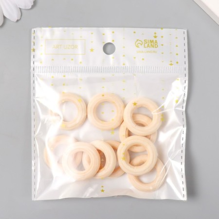 Decor for creativity wood "rings" set 10 pcs natural 2.5x2.5 cm-3