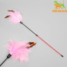 Дразнилка "Пушок с ушками", двойная ручка жёсткая/гибкая, 50 см, микс цветов