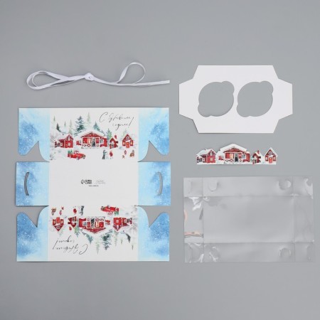 Box for Capcake "Happy New Year", winter vacation, 16 x 8 x 10 cm, new year-8