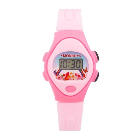 Watch of washing electronic, children's "birds", silicone strap, pink-4