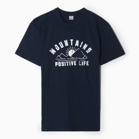 Male T-shirt with print, dark blue color, size 52