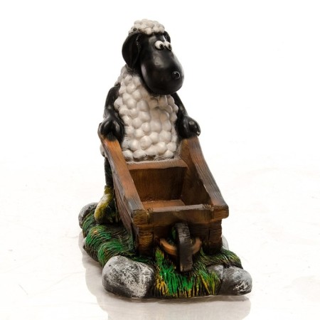 Garden figure "Sheep with a wheelbarrow" 31x58x52cm-2