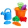 Set for playing in sand No. 32: Big bucket, scoop, rake, 4 molds, watering can