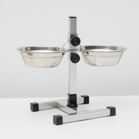 Stand with bowls, 2 x 500 ml, height 30 cm, collapsible with an upper latch, chrome-1