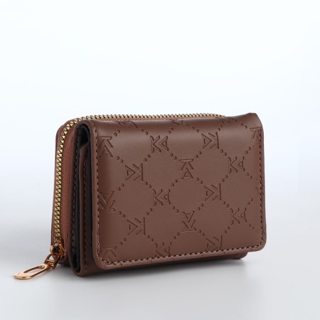 Women's wallet on the button, brown color