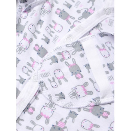 Children's overalls with scratches "Bunny", white/pink color, height 62-2