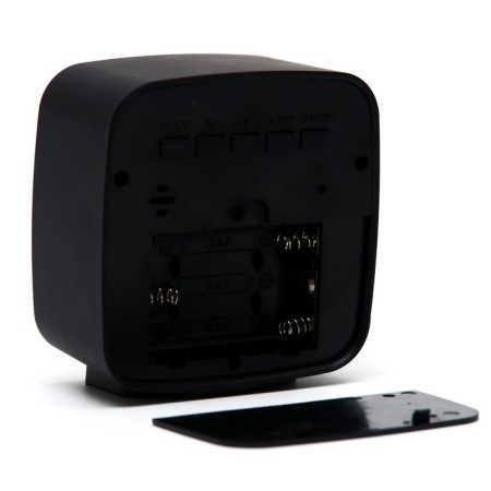Clock - electronic desk alarm clock: thermometer, calendar, hygrometer, 7.8 x 8.3 cm-3