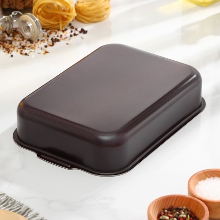 The baking sheet is "hostess", 19 × 25 cm, h = 6 cm, anti -stick coating, burgundy color-10