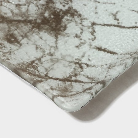 Glass Serving Magistro "Marble", 25.5 × 13.5 × 2 cm, white color-3