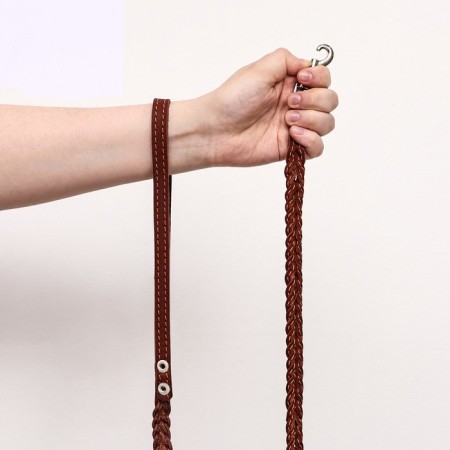 Leather wicker "braid", 1.25 m x 1.1 cm, brown-5