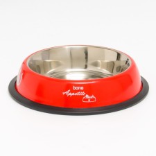 A bowl with a non -slip base with a print, 445 ml, red