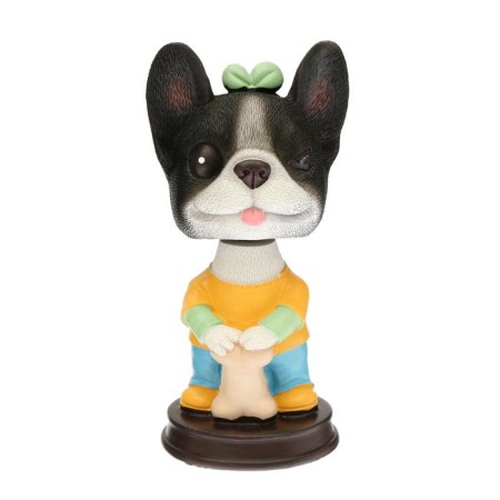 Dog on a car panel shocking his head, French bulldog-1
