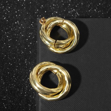 Earrings Metal "Geometry" circles intertwined, color gold-2