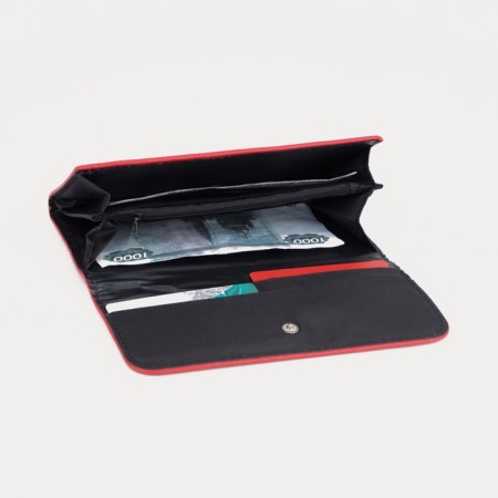 Women's wallet on the button, red color-3