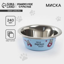 A bowl for cats and dogs made of stainless steel 