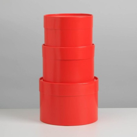 Set of hats 3 in 1 red, gift packaging, 16 x 10, 14 x 9, 13 x 8.5 cm-1