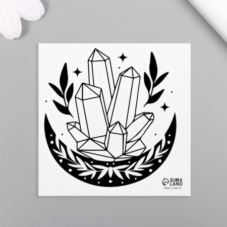 Tattoo on the body Black Esoteric. Crystals 6x6 cm-3