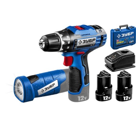 Drill-shuruvret bison 12 V+LED LED LEAR DL-121-22F, 2x2 Ah, 1350 rpm, 40 nm, in the case